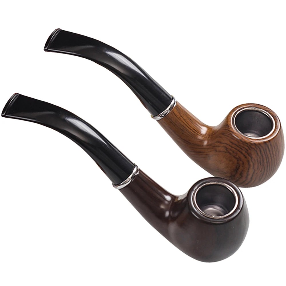 Burr Hand Grinder - Resin Retro Pipa Rokok Hitam Melengkung