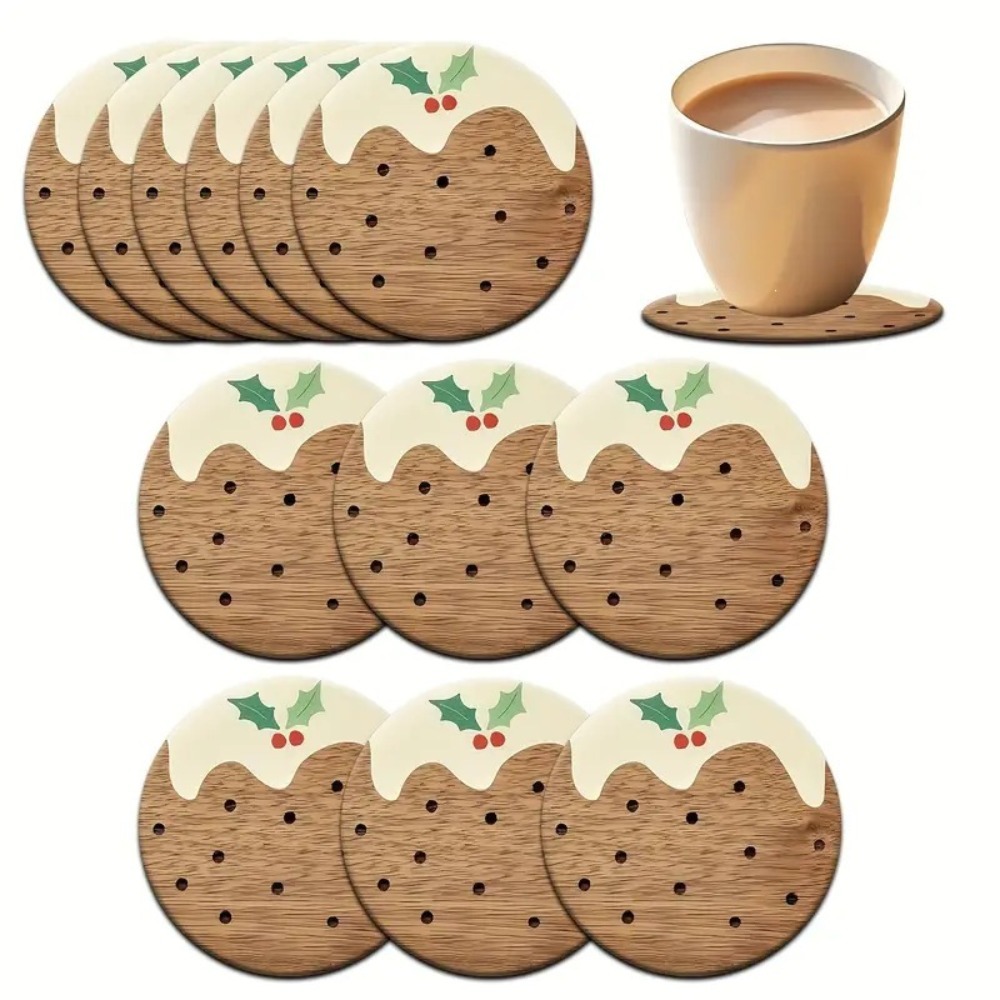 Coffee Tea And Sugar Set - Set Alas Gelas Kayu Gaya Pudding